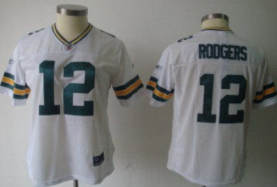 Green Bay Packers #12 Aaron Rodgers White Womens Team Jersey 