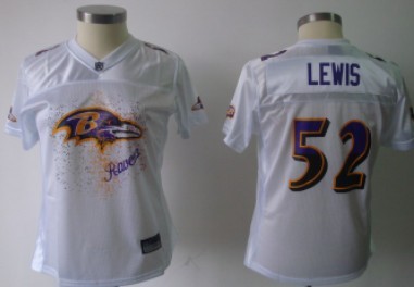 Baltimore Ravens #52 Ray Lewis White Fem Fan Womens Jersey