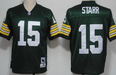 Green Bay Packers #15 Bart Starr Green Short-Sleeved Throwback Jersey 