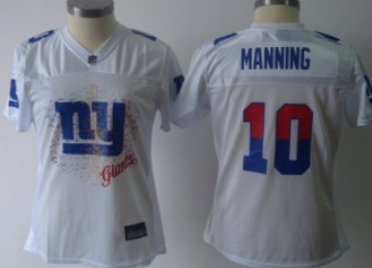 New York Giants #10 Eli Manning White Fem Fan Womens Jersey