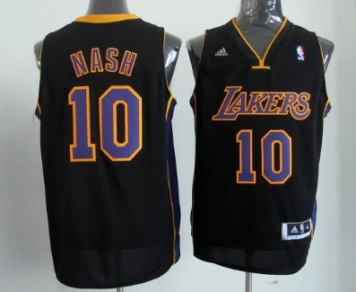 Los Angeles Lakers #10 Steve Nash Revolution 30 Swingman Black With Purple Jersey 