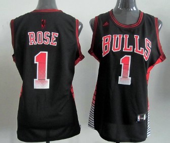 Chicago Bulls #1 Derrick Rose Vibe Black Fashion Womens Jersey