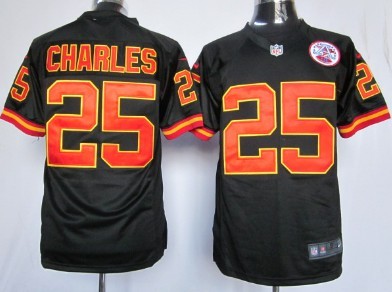 Nike Kansas City Chiefs #25 Jamaal Charles Black Game Jersey 