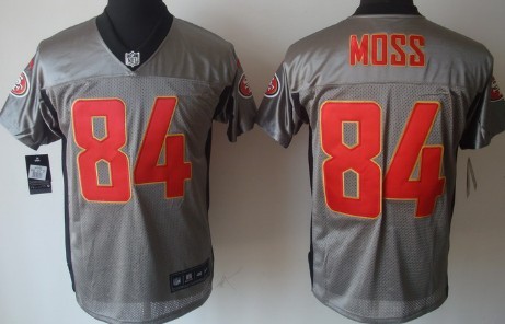 Nike San Francisco 49ers #84 Randy Moss Gray Shadow Elite Jersey