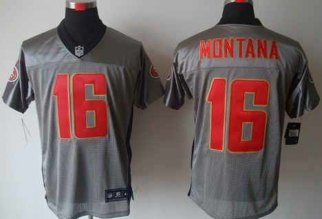 Nike San Francisco 49ers #16 Joe Montana Gray Shadow Elite Jersey 