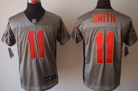 Nike San Francisco 49ers #11 Alex Smith Gray Shadow Elite Jersey 