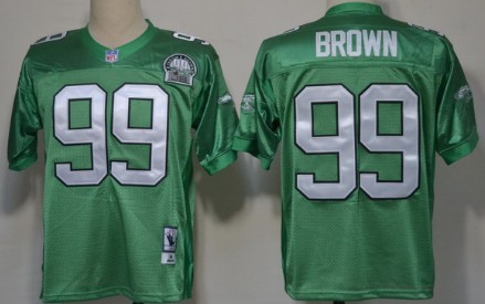 Philadelphia Eagles #99 Jerome Brown Light Green Throwback 99TH Jersey 