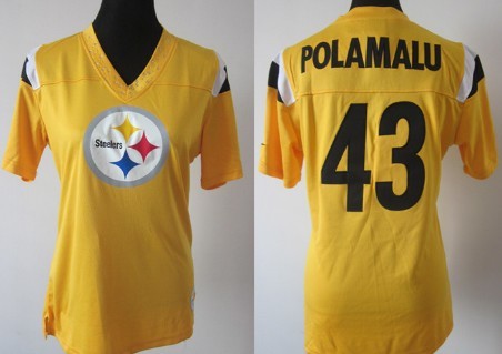 Nike Pittsburgh Steelers #43 Troy Polamalu 2012 Yellow Womens Field Flirt Fashion Jersey 