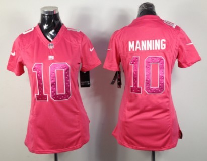 Nike New York Giants #10 Eli Manning Pink Sweetheart Diamond Womens Jersey
