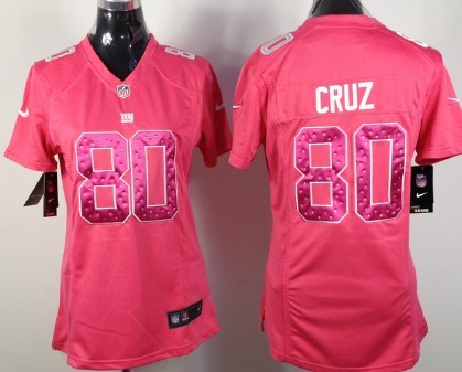 Nike New York Giants #80 Victor Cruz Pink Sweetheart Diamond Womens Jersey 