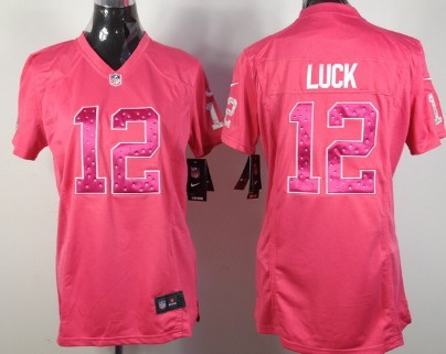 Nike Indianapolis Colts #12 Andrew Luck Pink Sweetheart Diamond Womens Jersey 