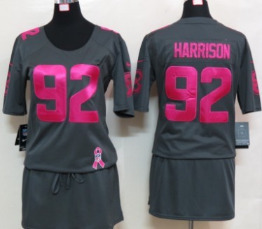Nike Pittsburgh Steelers #92 James Harrison Breast Cancer Awareness Gray Womens Jersey 