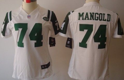 Nike New York Jets #74 Nick Mangold White Limited Womens Jersey 