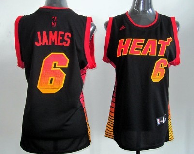 Miami Heat #6 LeBron James Vibe Black Fashion Womens Jersey