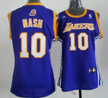 Los Angeles Lakers #10 Steve Nash Purple Womens Jersey 