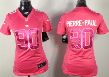 Nike New York Giants #90 Jason Pierre-Paul Pink Sweetheart Diamond Womens Jersey 