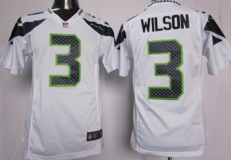 Nike Seattle Seahawks #3 Russell Wilson White Game Jersey