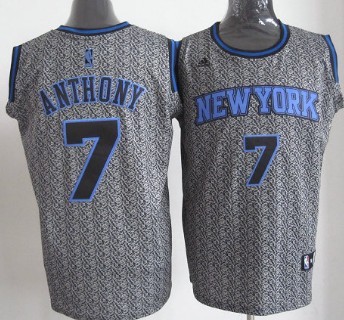 New York Knicks #7 Carmelo Anthony Gray Static Fashion Jersey 