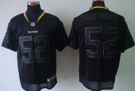 Nike Green Bay Packers #52 Clay Matthews Lights Out Black Elite Jersey 
