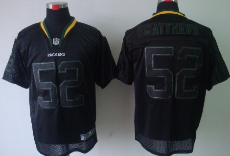 Nike Green Bay Packers #52 Clay Matthews Lights Out Black Elite Jersey 