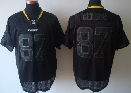 Nike Green Bay Packers #87 Jordy Nelson Lights Out Black Elite Jersey 