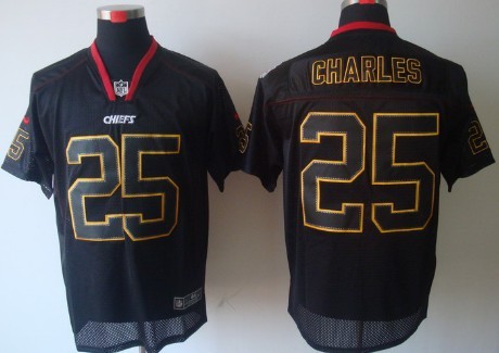 Nike Kansas City Chiefs #25 Jamaal Charles Lights Out Black Elite Jersey 