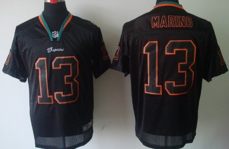 Nike Miami Dolphins #13 Dan Marino Lights Out Black Elite Jersey 