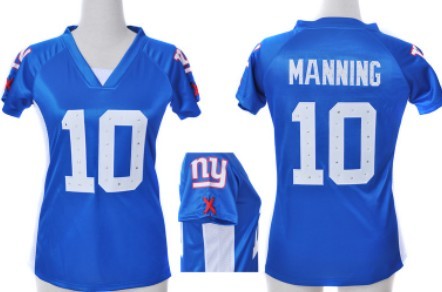 Nike New York Giants #10 Eli Manning 2012 Blue Womens Draft Him II Top Jersey