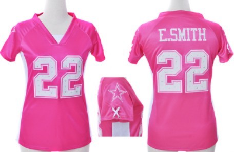 Nike Dallas Cowboys #22 Emmitt Smith 2012 Pink Womens Draft Him II Top Jersey 