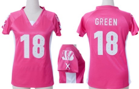 Nike Cincinnati Bengals #18 A.J. Green 2012 Pink Womens Draft Him II Top Jersey 
