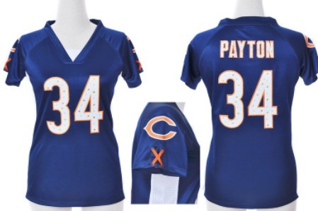 Nike Chicago Bears #34 Walter Payton 2012 Blue Womens Draft Him II Top Jersey 