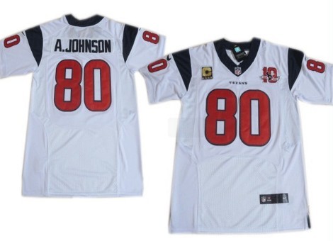 Nike Houston Texans #80 Andre Johnson White Elite C Patch Jersey