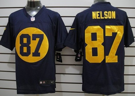 Nike Green Bay Packers #87 Jordy Nelson Navy Blue Elite Jersey