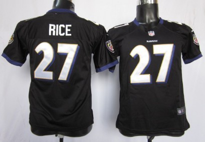 Nike Baltimore Ravens #27 Ray Rice Black Game Kids Jersey 