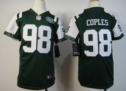 Nike New York Jets #98 Quinton Coples Green Game Kids Jersey 
