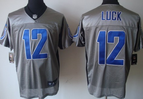 Nike Indianapolis Colts #12 Andrew Luck Gray Shadow Elite Jersey 