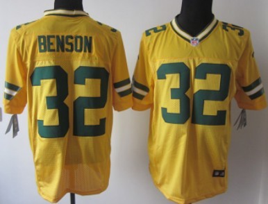 Nike Green Bay Packers #32 Cedric Benson Yellow Elite Jersey