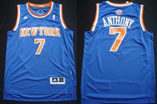 New York Knicks #7 Carmelo Anthony Revolution 30 Swingman 2013 Blue Jersey 