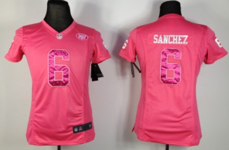 Nike New York Jets #6 Mark Sanchez Pink Sweetheart Diamond Womens Jersey