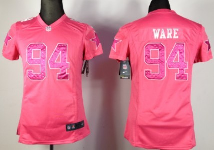 Nike Dallas Cowboys #94 DeMarcus Ware Pink Sweetheart Diamond Womens Jersey 