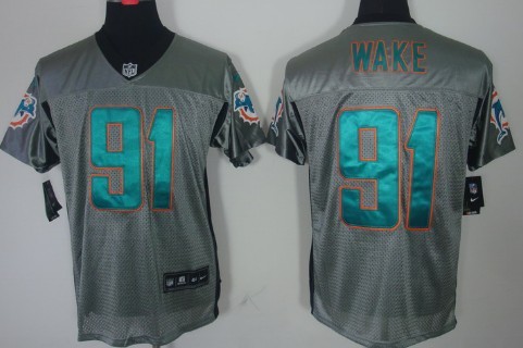 Nike Miami Dolphins #91 Cameron Wake Gray Shadow Elite Jersey