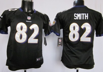 Nike Baltimore Ravens #82 Torrey Smith Black Game Kids Jersey