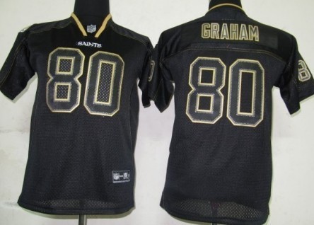 Nike New Orleans Saints #80 Jimmy Graham Lights Out Black Kids Jersey 