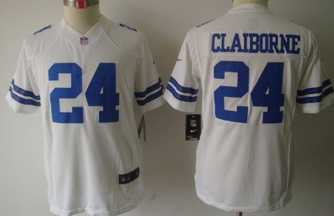 Nike Dallas Cowboys #24 Morris Claiborne White Limited Kids Jersey 