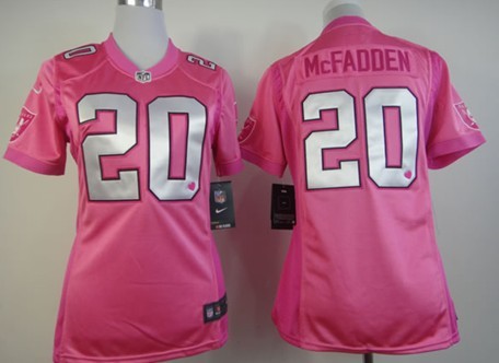 Nike Oakland Raiders #20 Darren Mcfadden Pink Love Womens Jersey 