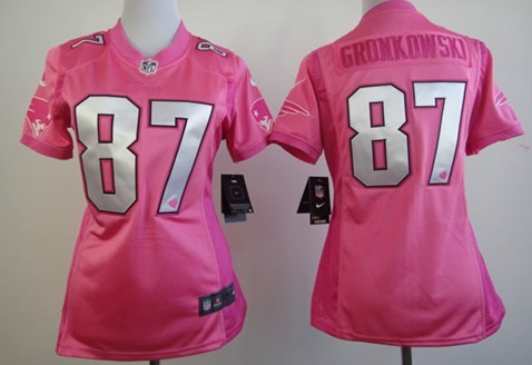 Nike New England Patriots #87 Rob Gronkowski Pink Love Womens Jersey 