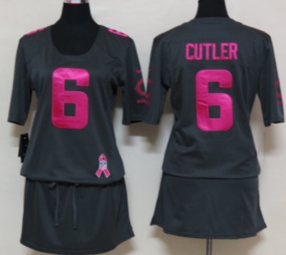 Nike Chicago Bears #6 Jay Cutler Breast Cancer Awareness Gray Womens Jersey 