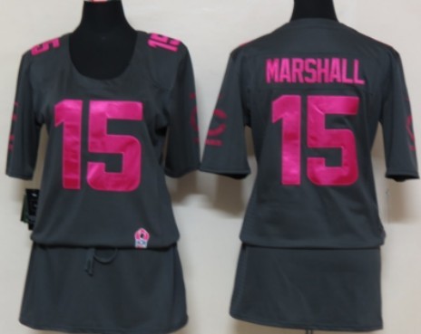 Nike Chicago Bears #15 Brandon Marshall Breast Cancer Awareness Gray Womens Jersey 