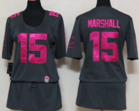 Nike Chicago Bears #15 Brandon Marshall Breast Cancer Awareness Gray Womens Jersey 