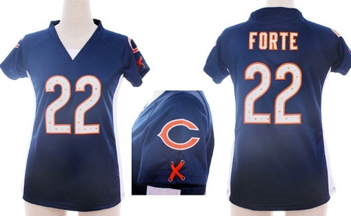 Nike Chicago Bears #22 Matt Forte 2012 Blue Womens Draft Him II Top Jersey 
